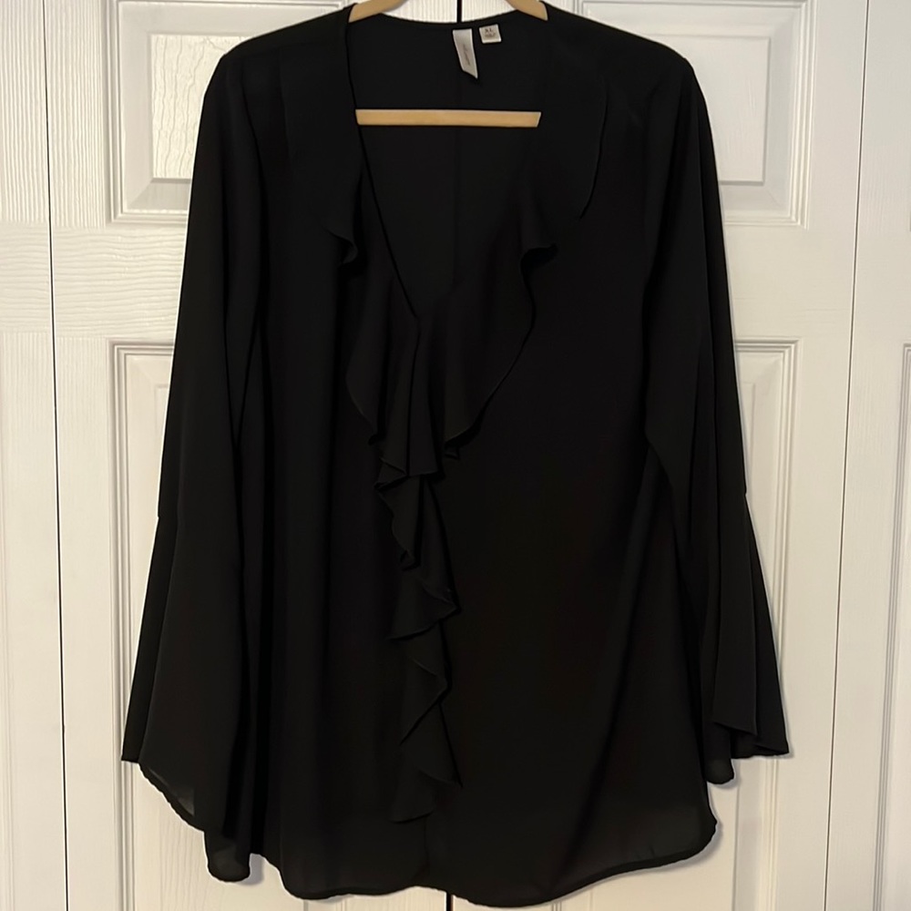 Black ruffle blouse
